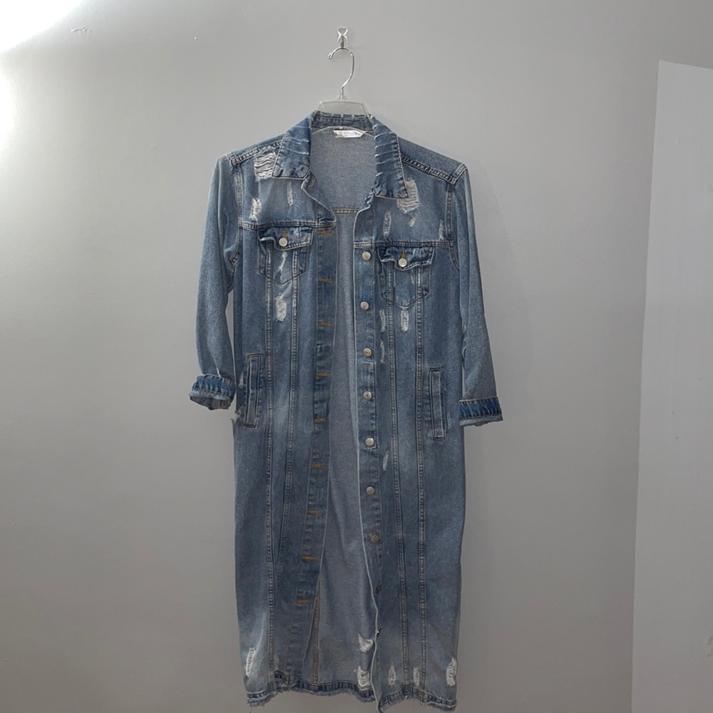Long denim jacket